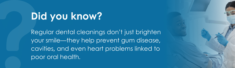 Infographic highlighting key facts about dental cleanings
